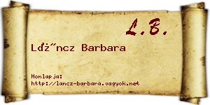 Láncz Barbara névjegykártya